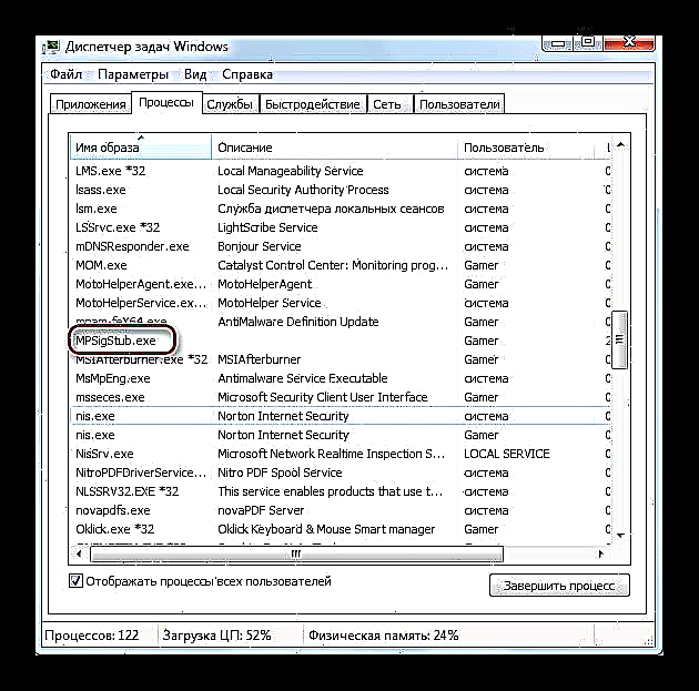 MPSIGSTUB.EXE ක්‍රියාවලිය කුමක්ද?