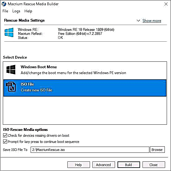 Ang backup sa Windows 10 sa Macrium Reflect