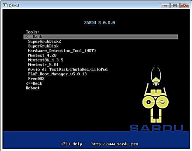 Sardu - 'n kragtige program om 'n multi-boot flash-skyf of -skyf te skep